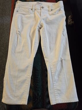 Seventy Women's White Straight-Leg Distressed Jeans